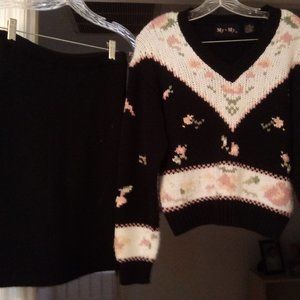 Knit sweater with knit skirt